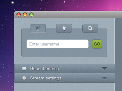 UI Concept #2 hashtag keywords mac os x os x stream twitter ui user interface username