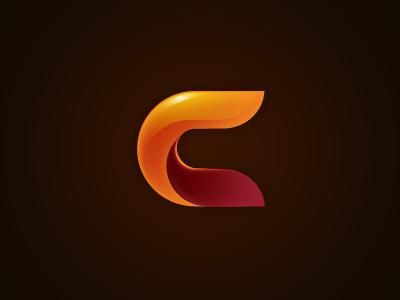 C Logo/Icon 3d brown c depth icon logo orange red shiny yellow