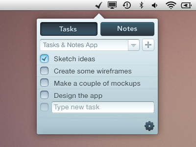 Tasks & Notes Menubar App add app check dropdown list menubar notes settings tasks