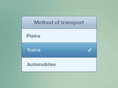 Method of transport automobiles check element interface plains selected selected state style test trains ui
