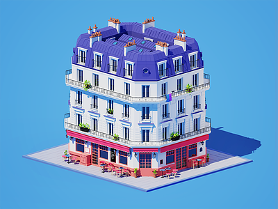 Parisian Cafe 3d architecture orthographic