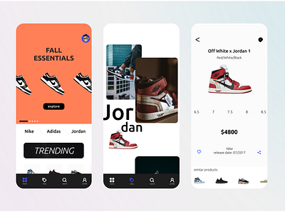 Kicko, Sneaker Shopping App concept graphic design ui