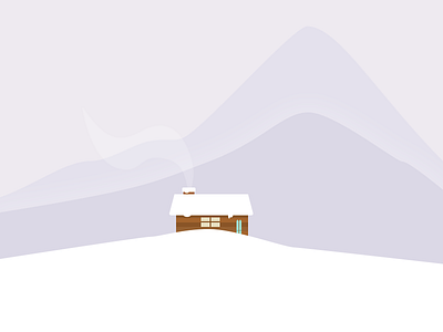 Little cabin flat illustration mountains snow winter
