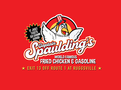 Captain Spaulding's Fried Chicken & Gasoline Logo branding captain spaulding design fried chicken from hell horror house of 1000 corpses illustration killers logo movies rob zombie slasher vector