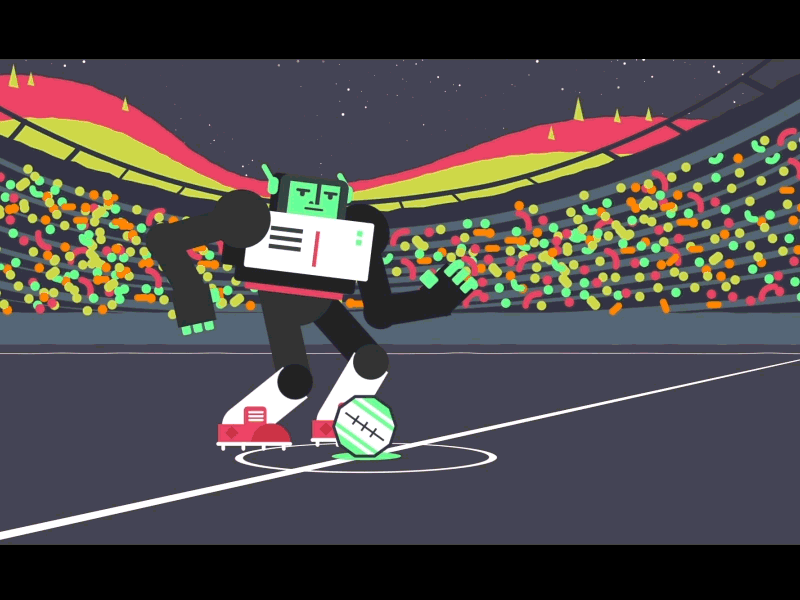 Robot Kick! 2.5d 2d character animation character design motion design duo team goal kick robot