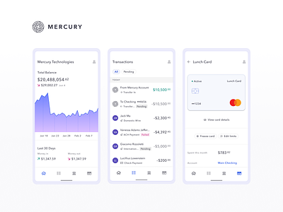 Mercury Android App android app banking design finance google ios material startup ui ux