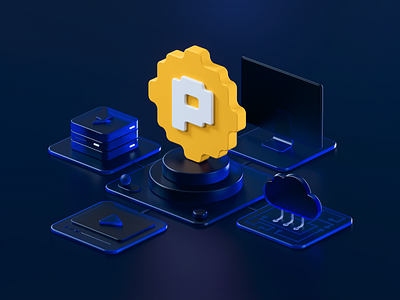 Hero image for Crypto Startup 3d 3dillustration blue c4d cinema4d colors crypto data icons illustration redshift tech ui