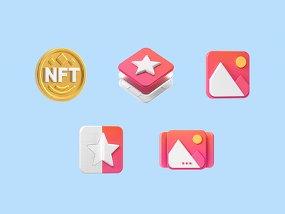 3D Icons for NFT marketplace 3d 3dicons 3dillustration bank banking blue branding c4d cinema4d colors crypto design fintech icons nft render ui web3