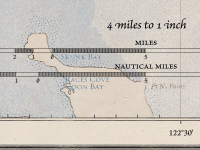 Scale Bar - Oyster Appellation Map aged map print