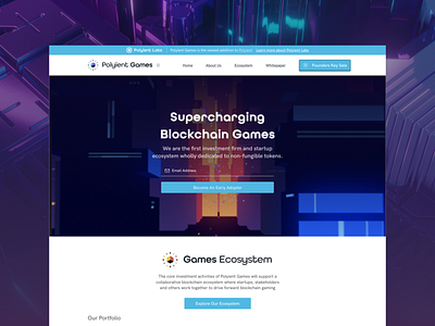Polyient Games Landing Page blockchain blockchaintechnology crypto esports gaming webdesign