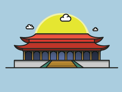 Forbidden City awesome cool design icons illustration vector