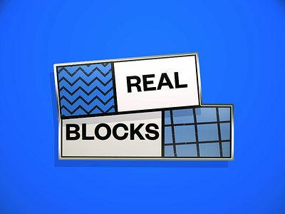 Realblocks Pin illustration lapel line. linear memphis pattern pin pop