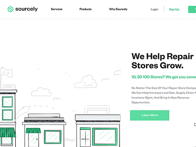 Sourcley Home Page clean design grow grow business modern repair store site ui ux