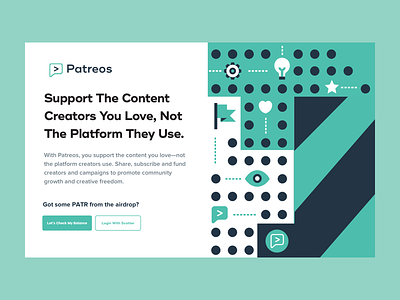 Snapshot of the Patreos Site animated branding design icons illustration typography web