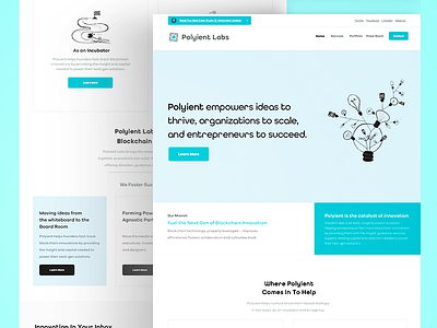 Polyient: Refreshed blockchain branding incubator refresh web design
