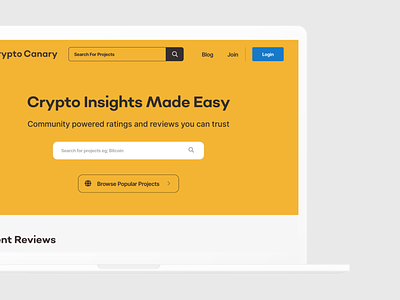 CryptoCanary Home Page crypto reviews cryptocurrency illustration ui ux