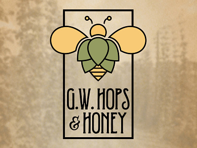 G.W. Hops & Honey Logo bee beer brand design graphic design green honey hops identity logo mark yellow
