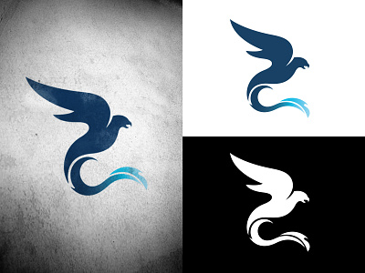 Logo blue design fold graphic design identity logo design phoenix wave