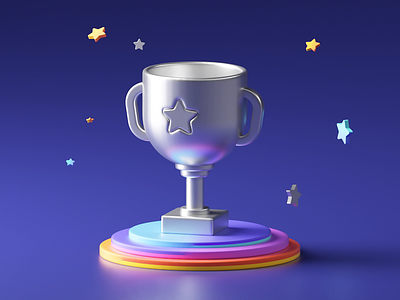 Trophy 3D loop 3d animation c4d cup cute game gif gold illustration loop motion prize reward silver star success treasure trophies trophy win