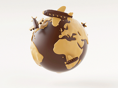 Loop - Airplane 3d aftereffect aircraft airplane animation c4d chocolate design earth gif illustration loop motion octane travel world