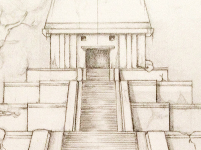 Temple Novem Mundi - moai art concept sketch