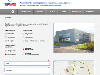contact page laser company industrial goods ux ui webdesign