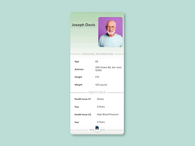 Day 6 UI:: 006 User Profile daily ui challenge dailyui design elderlies elderly graphic design health health issue illustration medication senior ui ui design user profile ux ux design