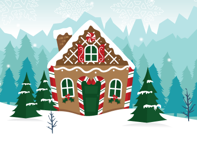 Ginger bread house holiday illustration