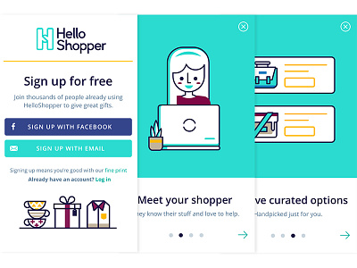 Rebranded On-boarding Screens app hellohopper illustration mobile onboarding rebrand screens