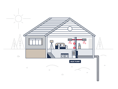 How Geothermal System Works energy house how it works illustration