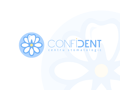 Confident Logo blue dental flower medical orthodontic petals teeth tooth yellow