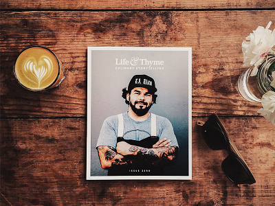 Life & Thyme Magazine coffee cortado culinary design food foodie mag magazine photo print print design wood