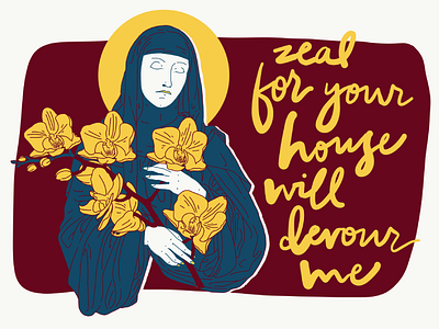 St. Mary catholic hand lettering illustration orchid saint st. mary