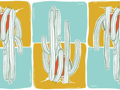 Long Cactus cactus desert illustration sunset