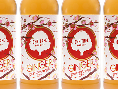 OTHC Ginger Pomegranate bottle cherry blossom cider ginger hand lettering hard cider illustration label pomegranate