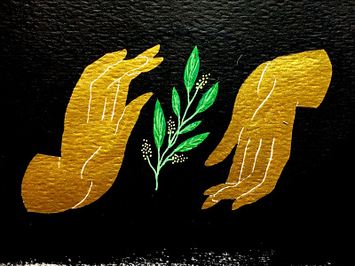 Nurture floral gold gold coast hand illustration ink leaf painting plant watercolor