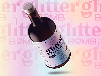 Glitter Bomb alcohol bomb glitter label typography