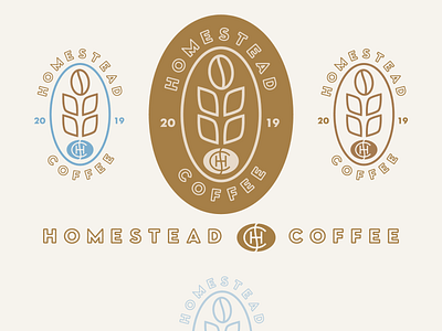 Homestead Coffee branding coffee coffee bean hand lettering homepage logo typography wheat