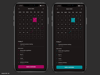 Daily UI #038 - Calendar 38 app app mobile calendar daily ui dailyui design ui