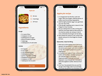 Daily UI #040 - Recipe 40 app app mobile apple apple pie daily ui dailyui design food pie recipe recipes see recipe ui
