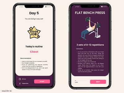 Daily UI #062 - Workout of the Day 62 app app mobile daily ui dailyui design exercises press press banca training ui workout workout of the day