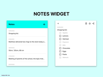 Daily UI #065 - Notes Widget 65 app app mobile daily ui dailyui design notes notes widget ui widget