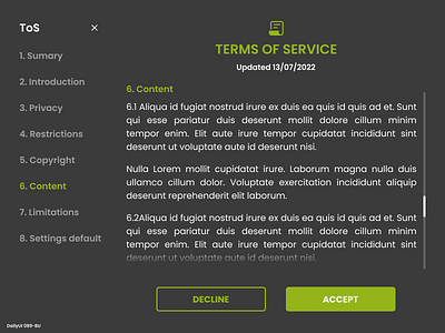 Daily UI #089 - Terms of Service