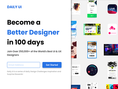 Daily UI #100 - Redesign Daily UI Landing Page app app mobile daily ui dailyui dailyui 100 design landing page redesign ui web design