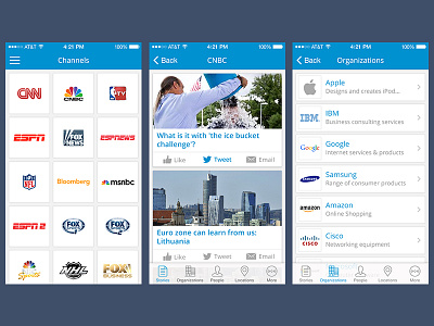 Synched TV Mobile App app channels iphone mobile sports tv uiux design
