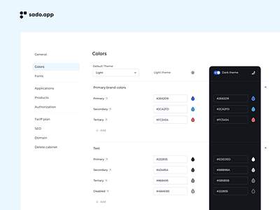 Setting colors in a project admin app dark theme design finance interface low code theme ui ux