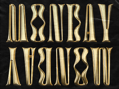 Monday Gold Type branding chrome chrometype design funky gold grit lettering metal metal type metallic type type setting typography