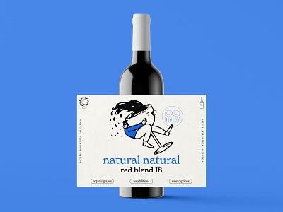 Natural Natural Wine alcohol beverage branding character design drink illustration label logo package packaging type typography wine wine bottle
