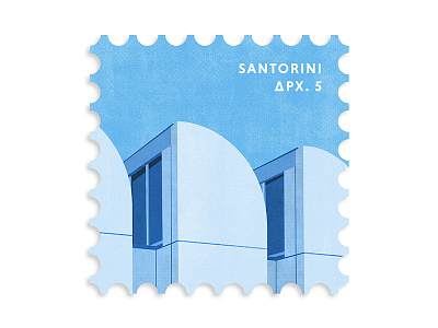 Santorini Greece Postage Stamp design flat greece icon illustration lettering logo postage stamp stamp type vector