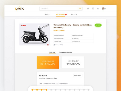 Okupo - Dashboard admin panel auction crowdfund dashboard finance instalments marketplace okupo transaction